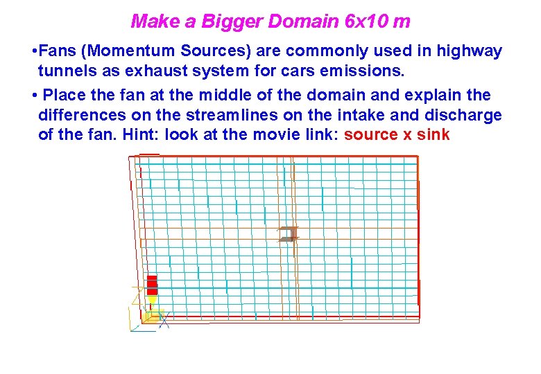 Make a Bigger Domain 6 x 10 m • Fans (Momentum Sources) are commonly