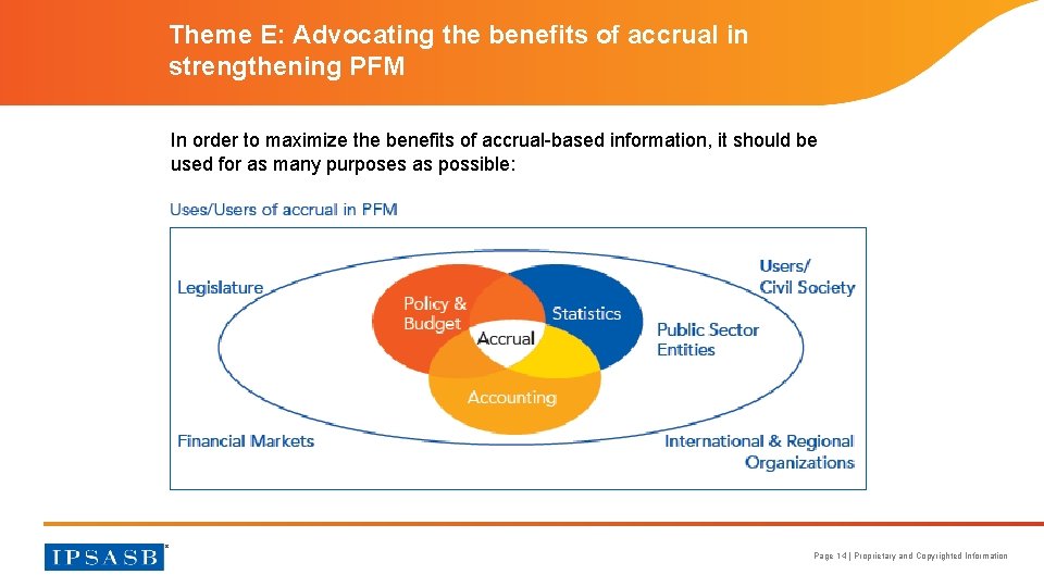 Theme E: Advocating the benefits of accrual in strengthening PFM In order to maximize