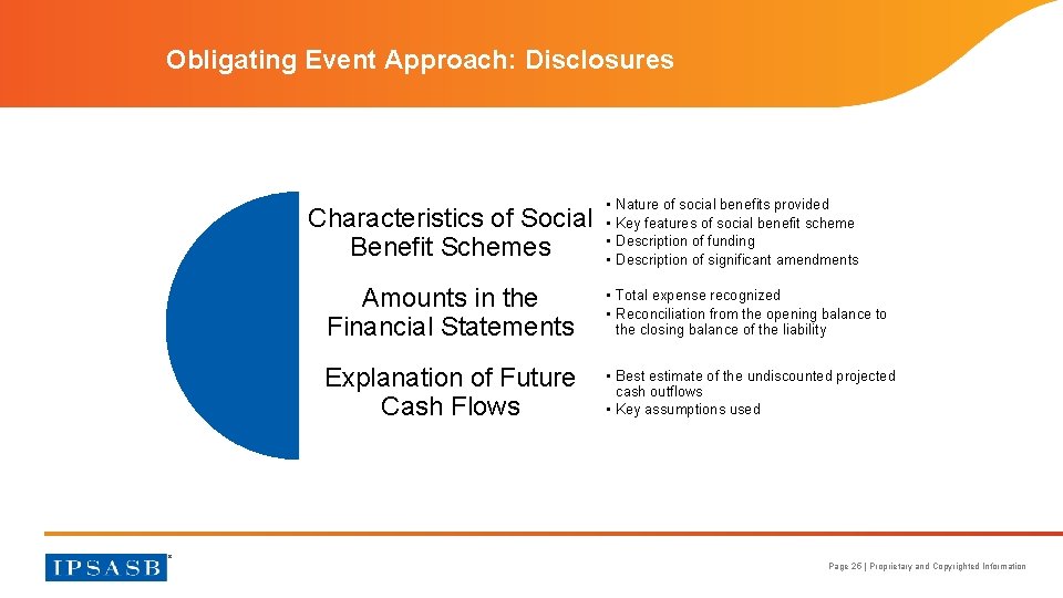 Obligating Event Approach: Disclosures Characteristics of Social Benefit Schemes • • Nature of social