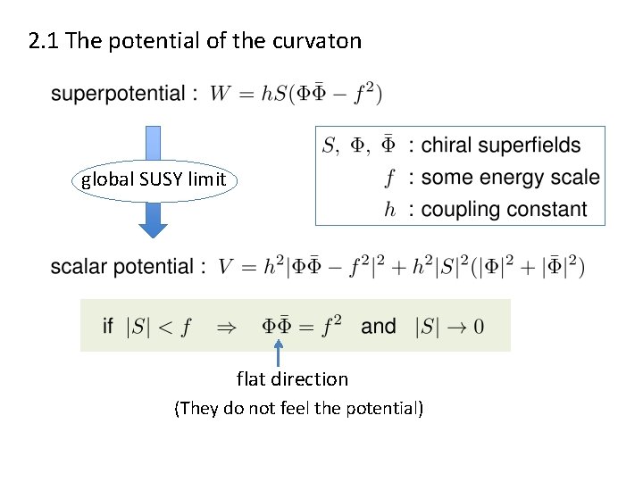 2. 1 The potential of the curvaton global SUSY limit flat direction (They do
