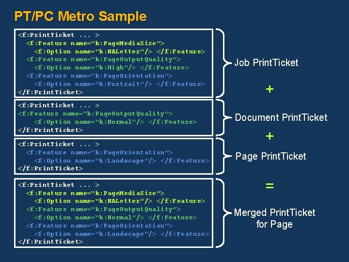 PT/PC Metro Sample <f: Print. Ticket. . . > <f: Feature name=“k: Page. Media. PT/PC Metro Sample <f: Print. Ticket. . . > <f: Feature name=“k: Page. Media.