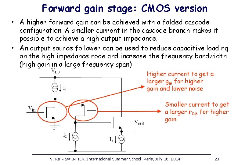 Forward gain stage: CMOS version • A higher forward gain can be achieved with