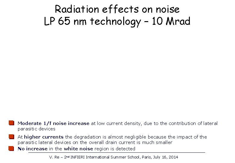 Radiation effects on noise LP 65 nm technology – 10 Mrad Moderate 1/f noise