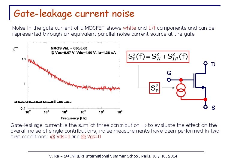 Gate-leakage current noise Noise in the gate current of a MOSFET shows white and