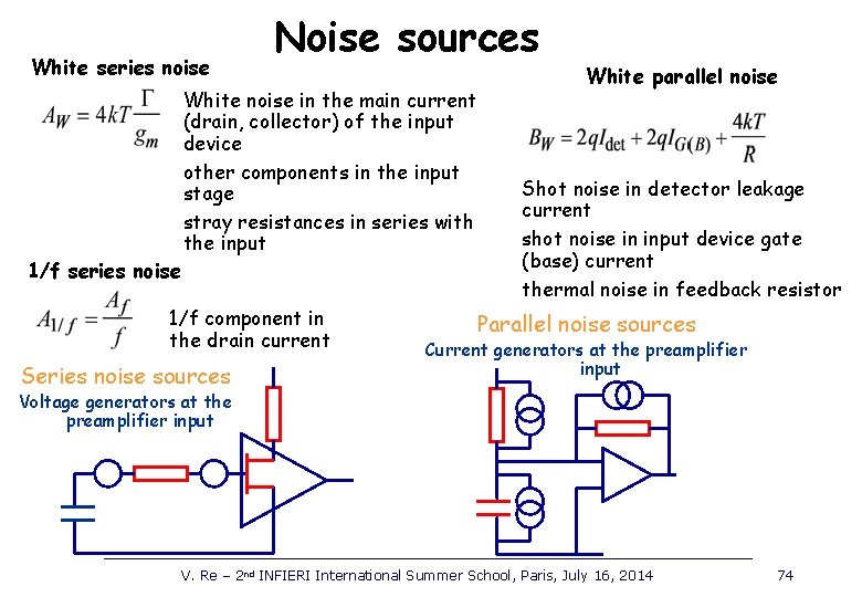 White series noise 1/f series noise Noise sources White noise in the main current
