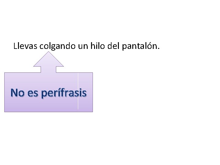 Llevas colgando un hilo del pantalón. No es perífrasis Llevas colgando un hilo del pantalón. No es perífrasis