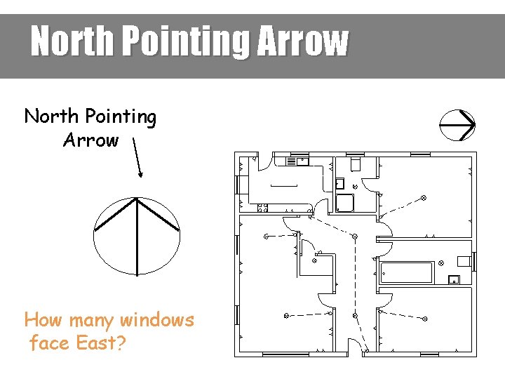 North Pointing Arrow How many windows face East? 