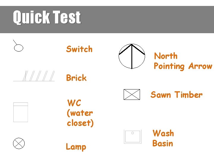 Quick Test Switch North Pointing Arrow Brick WC (water closet) Lamp Sawn Timber Wash