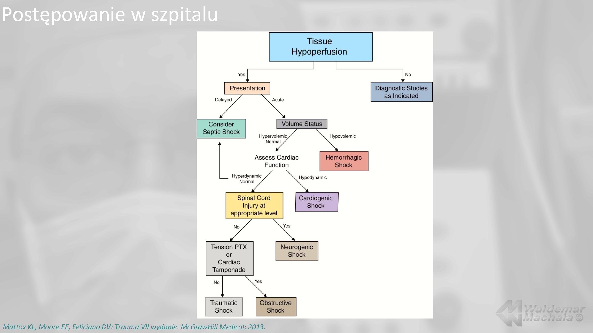 Postępowanie w szpitalu Mattox KL, Moore EE, Feliciano DV: Trauma VII wydanie. Mc. Graw.