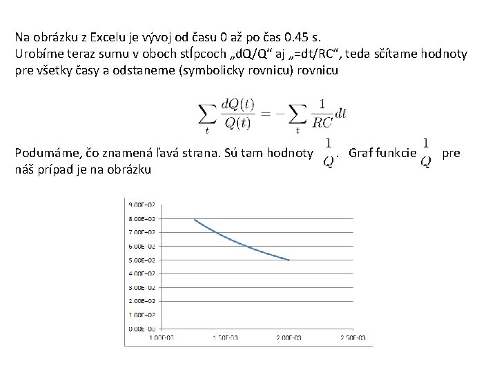 Na obrázku z Excelu je vývoj od času 0 až po čas 0. 45