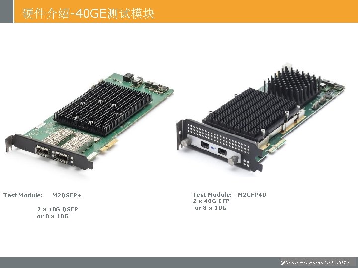 硬件介绍-40 GE测试模块 Test Module: M 2 QSFP+ 2 x 40 G QSFP or 8