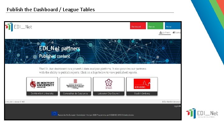 Publish the Dashboard / League Tables 