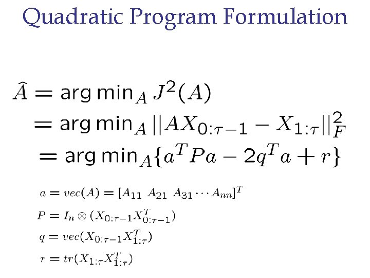 Quadratic Program Formulation 