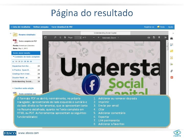 Página do resultado O formato PDF se abrirá, normalmente, no próprio navegador, apresentando do