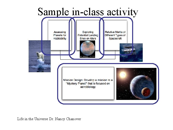 Sample in-class activity Life in the Universe Dr. Nancy Chanover 