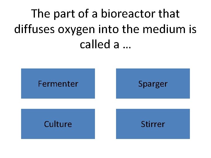 The part of a bioreactor that diffuses oxygen into the medium is called a