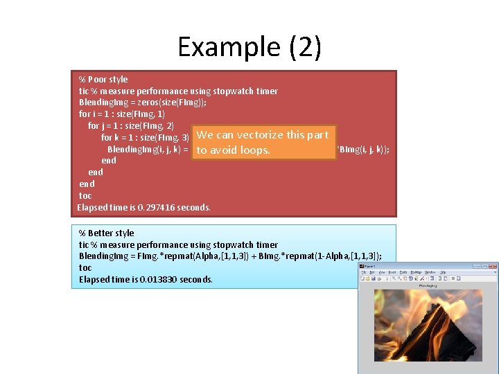 Example (2) % Poor style tic % measure performance using stopwatch timer Blending. Img