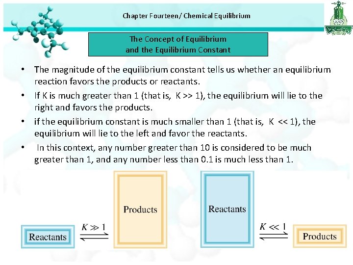 Chapter Fourteen/ Chemical Equilibrium The Concept of Equilibrium and the Equilibrium Constant • The