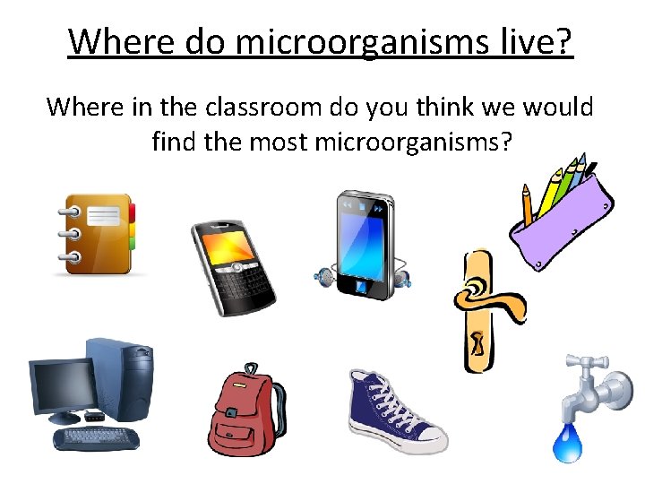 Where do microorganisms live? Where in the classroom do you think we would find