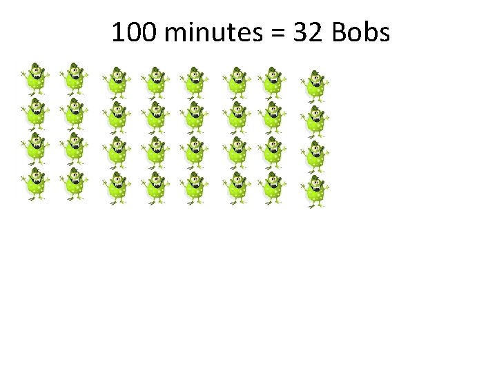 100 minutes = 32 Bobs 