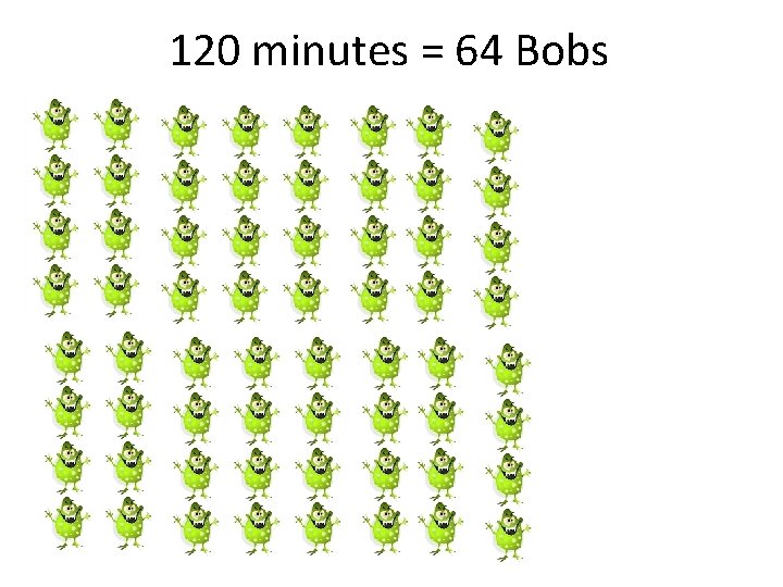 120 minutes = 64 Bobs 