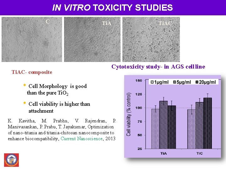 IN VITRO TOXICITY STUDIES C Ti. A Cytotoxicity study- in AGS cell line Ti.