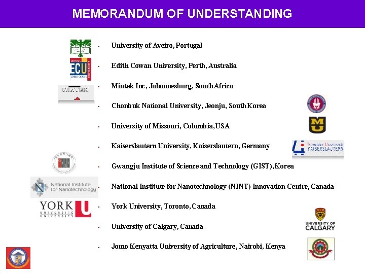 MEMORANDUM OF UNDERSTANDING • University of Aveiro, Portugal • Edith Cowan University, Perth, Australia