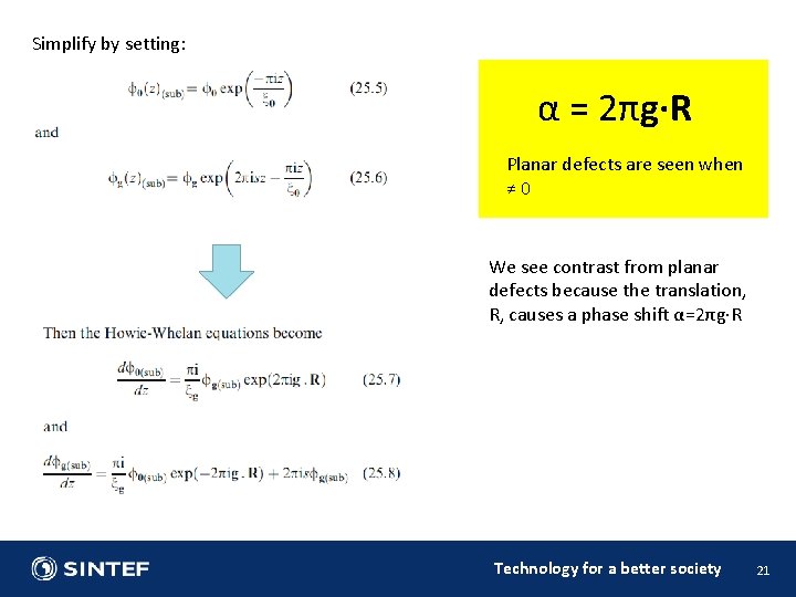 Simplify by setting: α = 2πg·R Planar defects are seen when ≠ 0 We