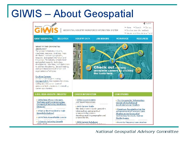 GIWIS – About Geospatial National Geospatial Advisory Committee 