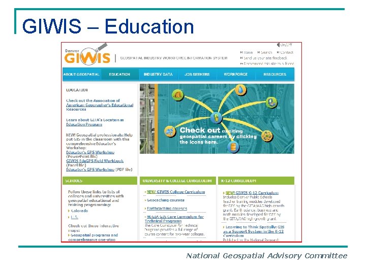 GIWIS – Education National Geospatial Advisory Committee 