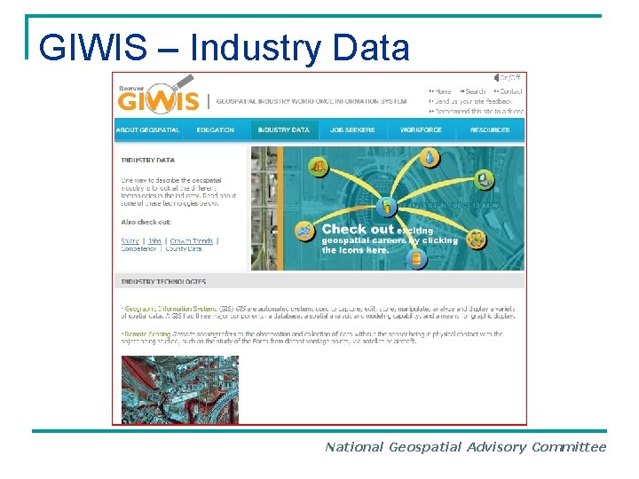 GIWIS – Industry Data National Geospatial Advisory Committee 