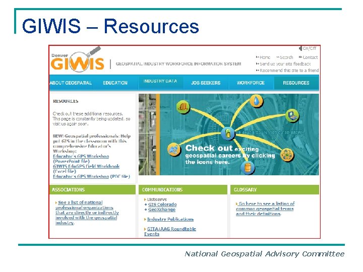 GIWIS – Resources National Geospatial Advisory Committee 