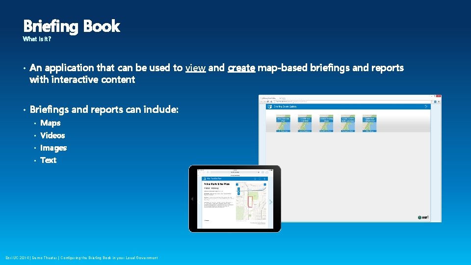 Briefing Book What is it? • An application that can be used to view