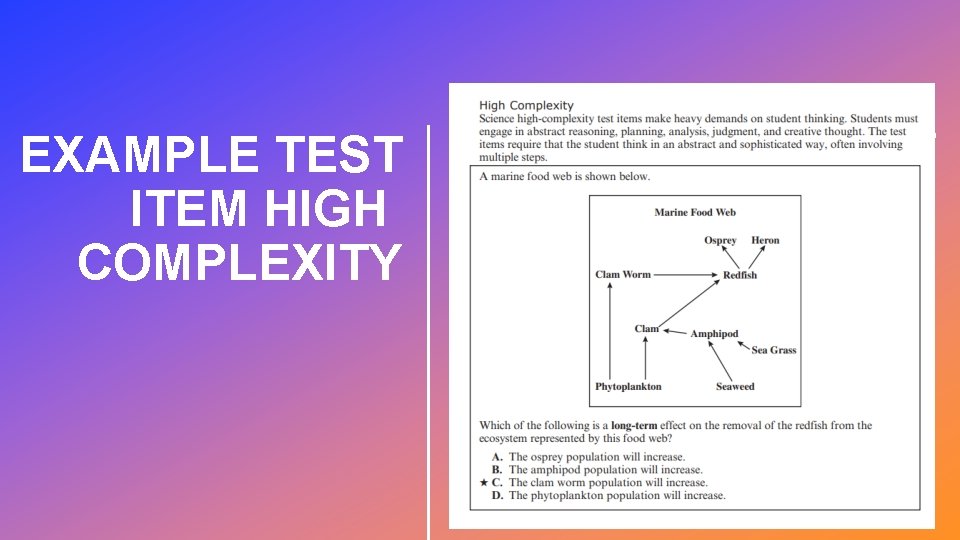 EXAMPLE TEST ITEM HIGH COMPLEXITY 