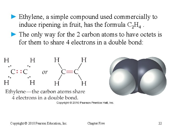 ► Ethylene, a simple compound used commercially to induce ripening in fruit, has the