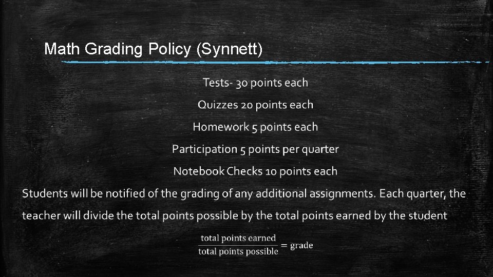 Math Grading Policy (Synnett) 
