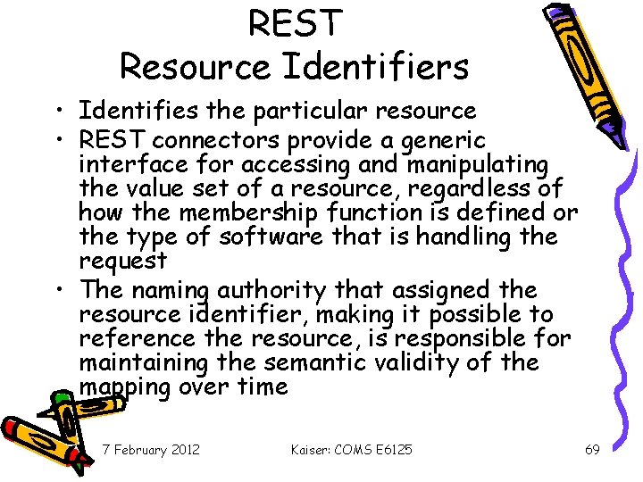 REST Resource Identifiers • Identifies the particular resource • REST connectors provide a generic