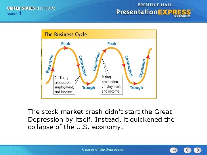 Chapter Section 1 25 Section 1 The stock market crash didn’t start the Great