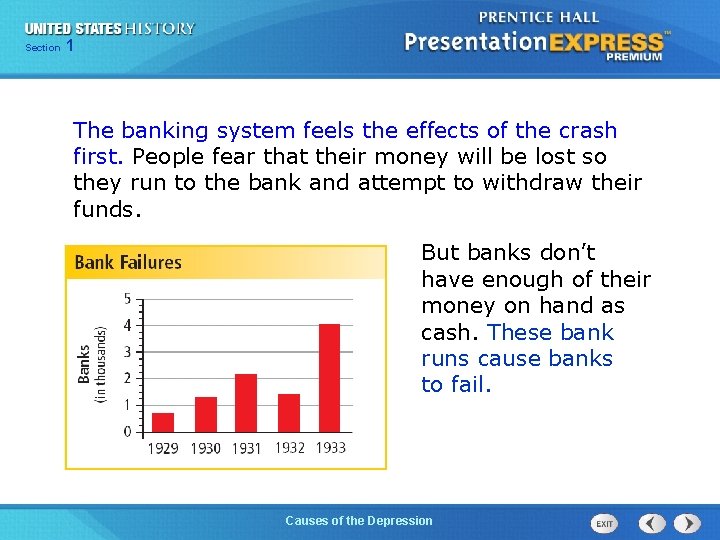 Chapter Section 1 25 Section 1 The banking system feels the effects of the