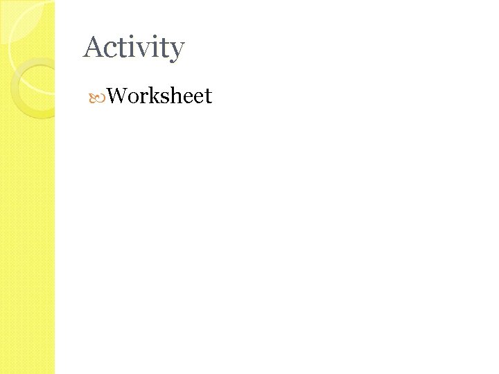 Activity Worksheet 