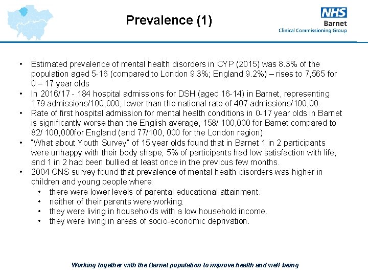 Prevalence (1) • • • Estimated prevalence of mental health disorders in CYP (2015)