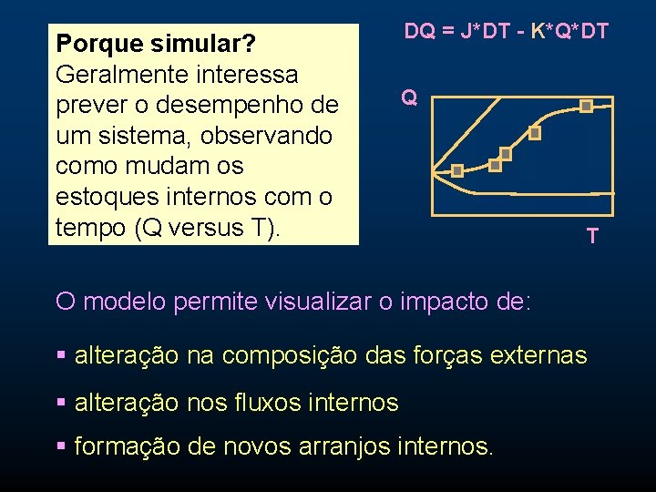 Porque simular? Geralmente interessa prever o desempenho de um sistema, observando como mudam os