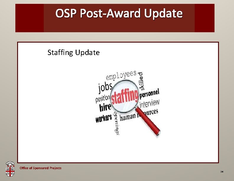 OSPOSP Post-Award Brown Bag Update Staffing Update Office of Sponsored Projects 24 
