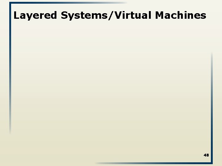 Layered Systems/Virtual Machines 48 