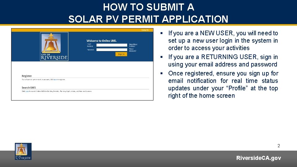 HOW TO SUBMIT A SOLAR PV PERMIT APPLICATION § If you are a NEW