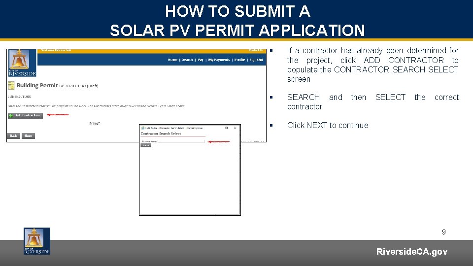 HOW TO SUBMIT A SOLAR PV PERMIT APPLICATION § If a contractor has already