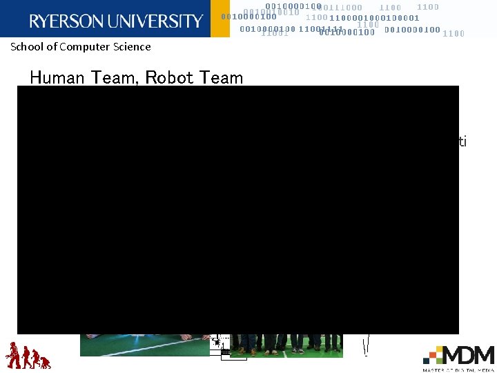 School of Computer Science Human Team, Robot Team • Robocup Soccer – research goals