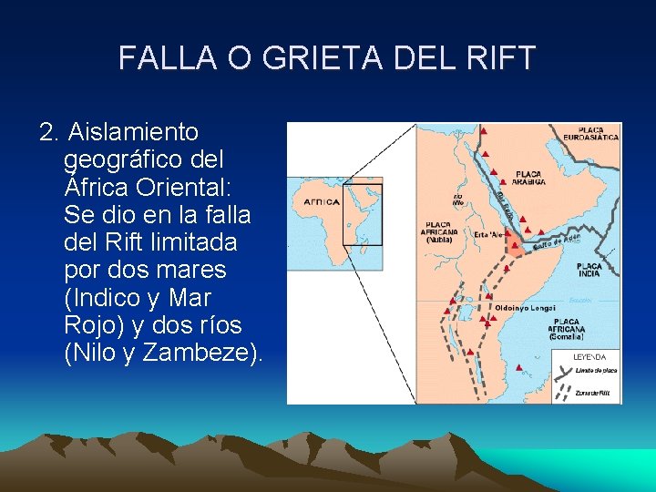 FALLA O GRIETA DEL RIFT 2. Aislamiento geográfico del África Oriental: Se dio en