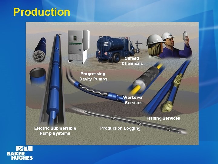 Production Oilfield Chemicals Progressing Cavity Pumps Workover Services Fishing Services Electric Submersible Pump Systems