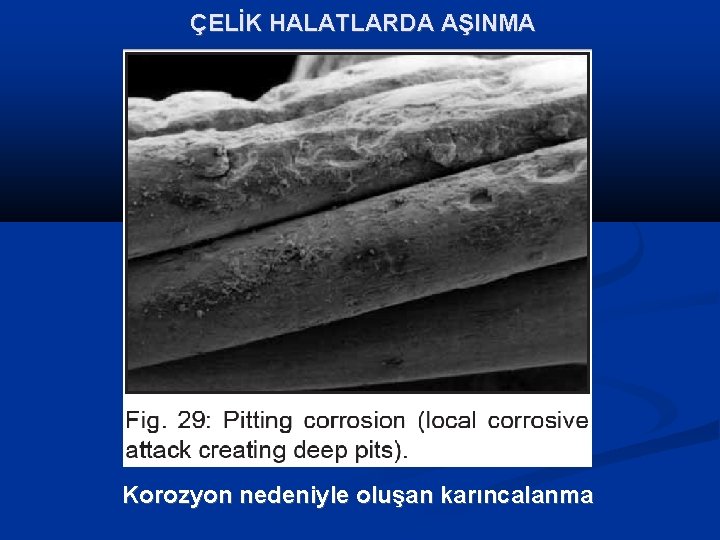 ÇELİK HALATLARDA AŞINMA Korozyon nedeniyle oluşan karıncalanma 